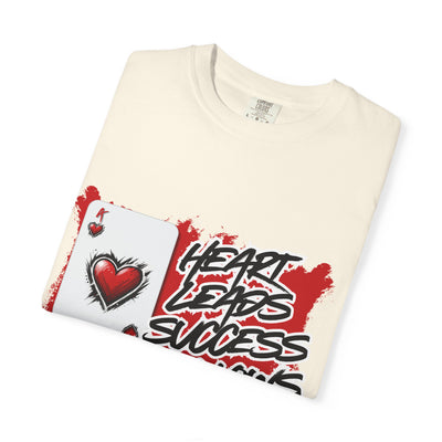 Heart Leads Success Unisex Heavy Cotton Tee | Graphic Tee | Casual Wear | Gift for Gamers | Inspirational Fashion | Streetwear