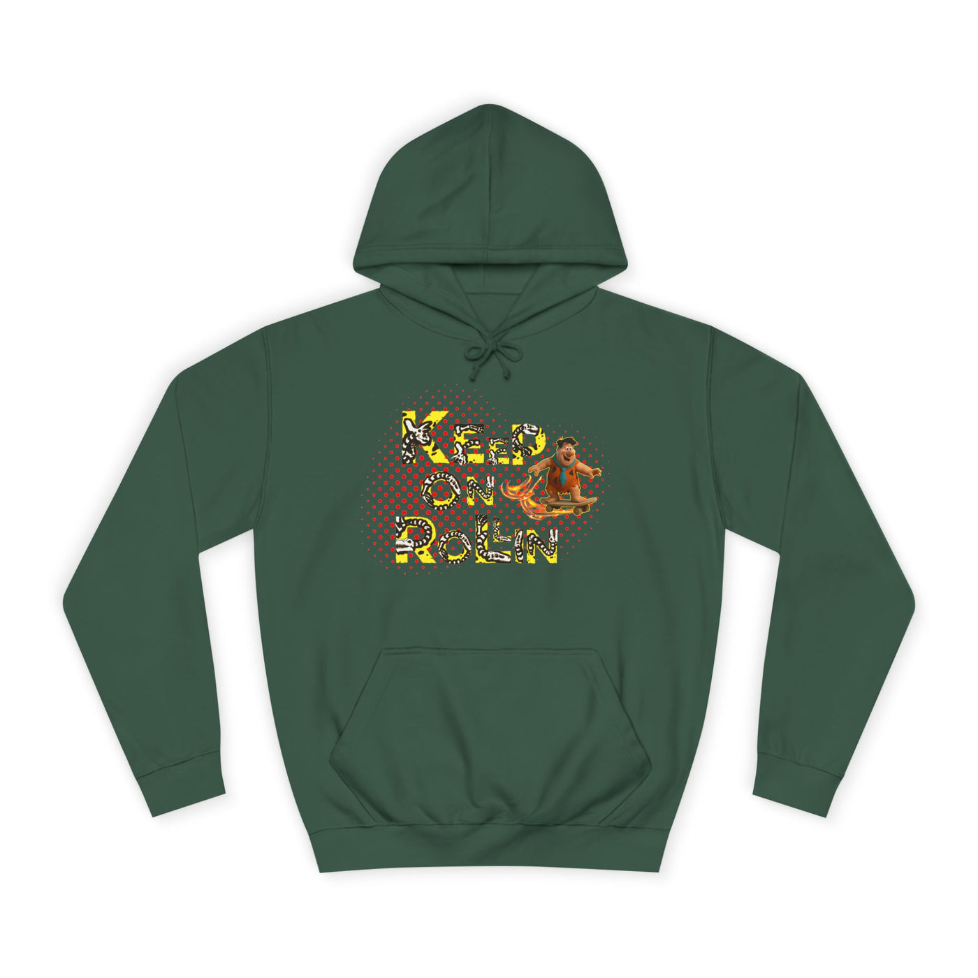 'Keep On Rollin' Design Unisex College Hoodie Flintstones Feuerstein