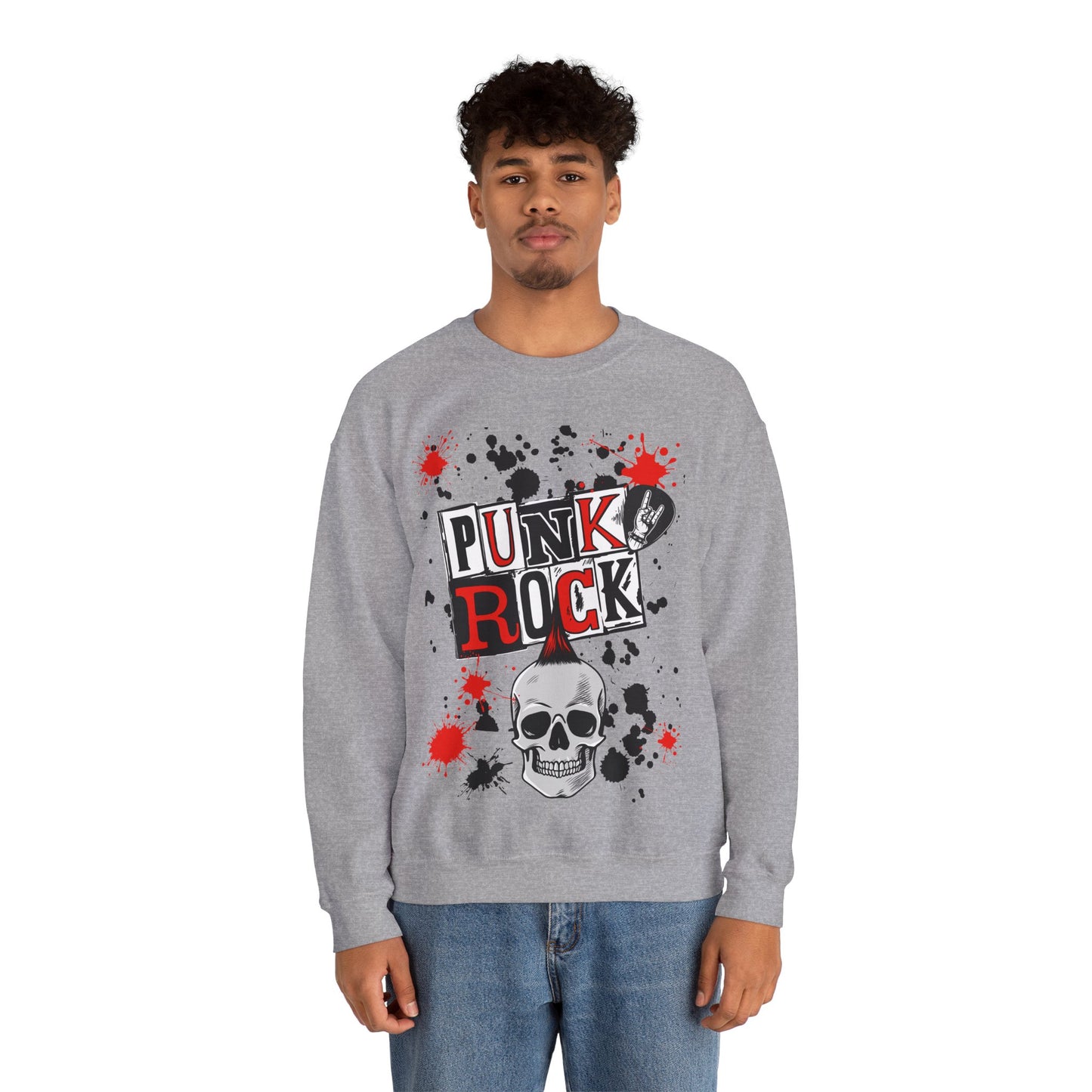 Punk Rock Crewneck Sweatshirt, Casual Streetwear Gift, Music Lover Apparel, Fall Fashion Layer, Unique Graphic Sweater