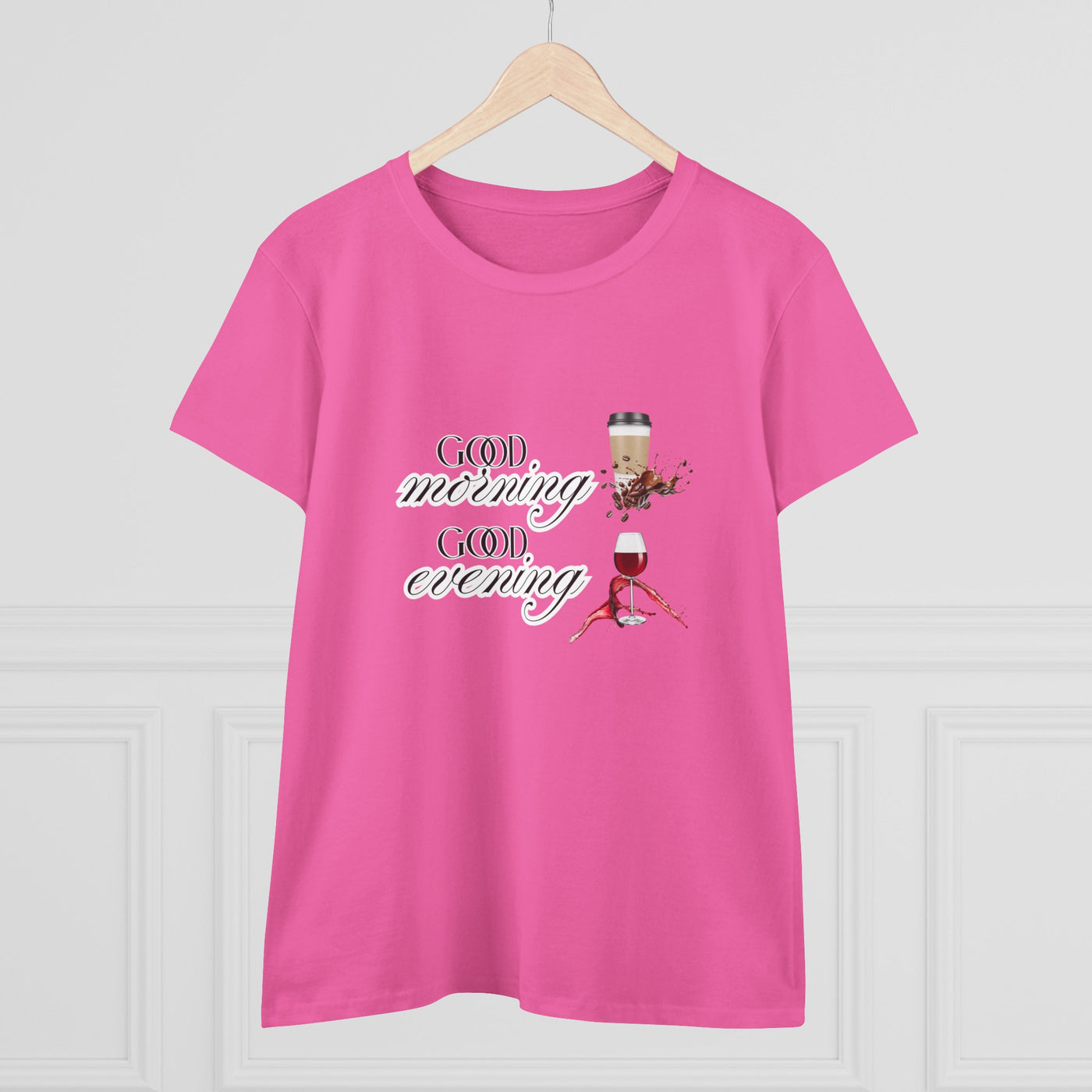 Good Morning - Good Evening  Cotton Tee, Women's Graphic Shirt