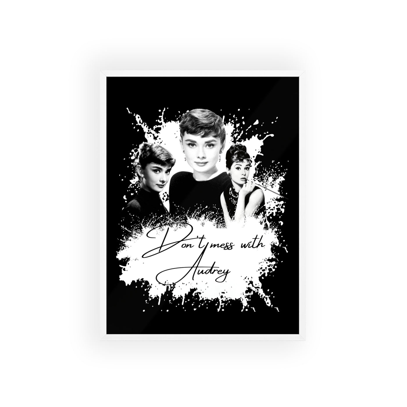 Audrey Hepburn Classic Poster with Wooden Frame - 'Don't Mess with Audrey'
