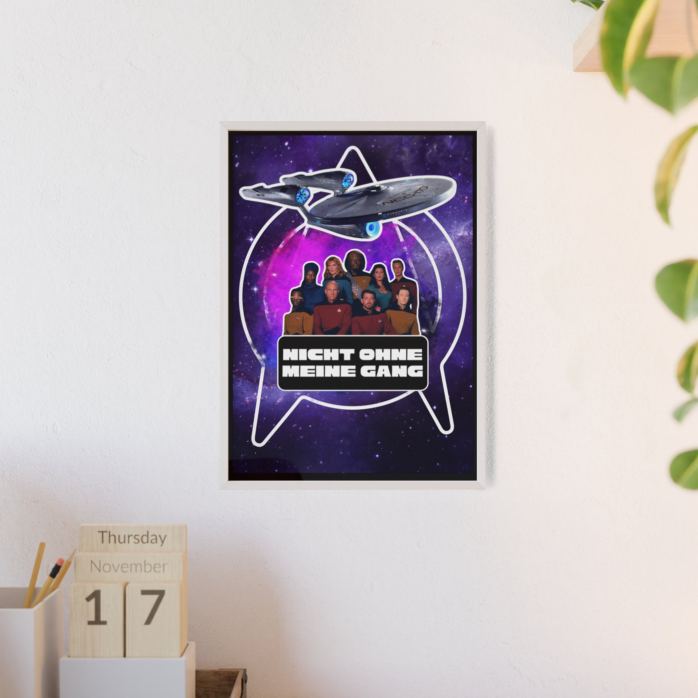 Starship Adventure Poster with Wooden Frame | Sci-Fi Wall Art, Geek Decor,