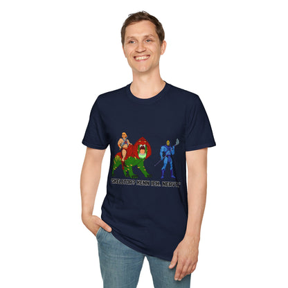 He-Man Retro Graphic Tee, Unisex Softstyle Shirt for Fans, Vintage Cartoon Apparel, Gift for Geeks, Nostalgic T-Shirt