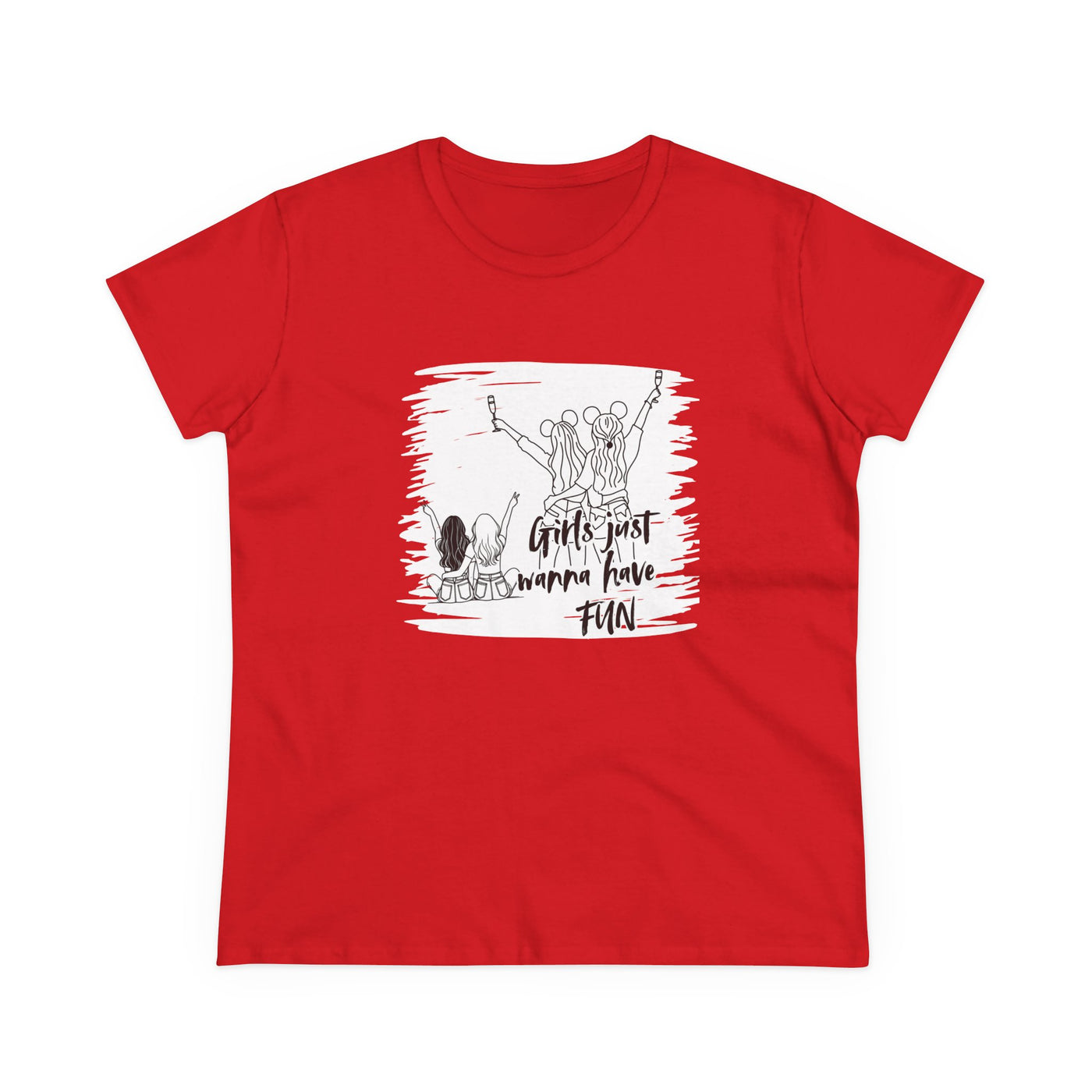 Girls Just Wanna Have Fun Cotton Tee - Women's Midweight Casual Shirt