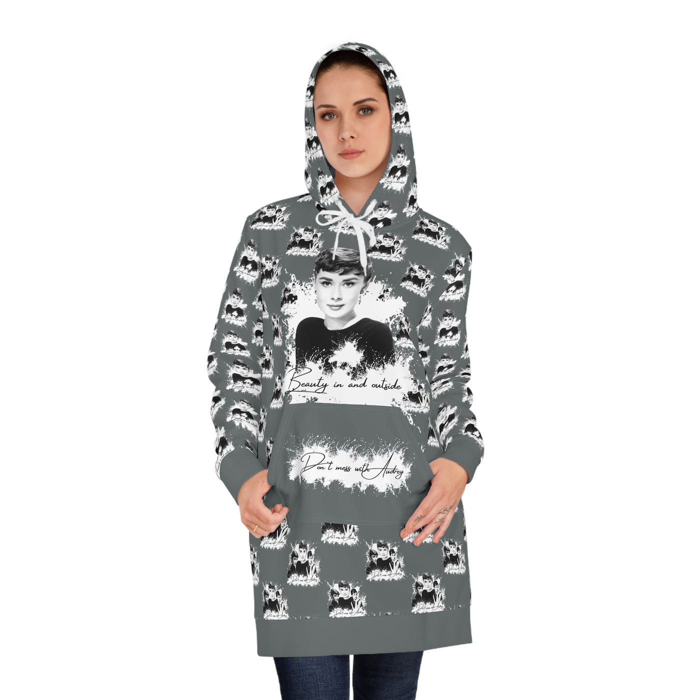 Audrey Inspired Women's Hoodie Dress - "Beauty Is Not Wasted"