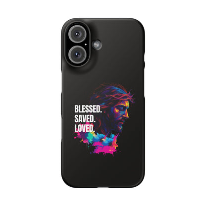 Blessed Saved Loved -  Snap Case Handyhülle - Jesus