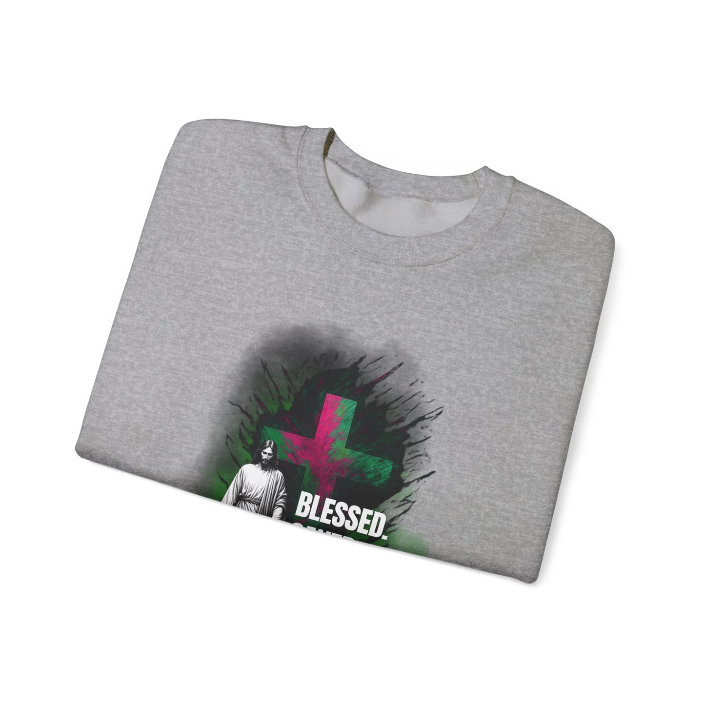 Jesus mit Faith und Spruch Blessed -Saved -Forgiven Sweatshirt