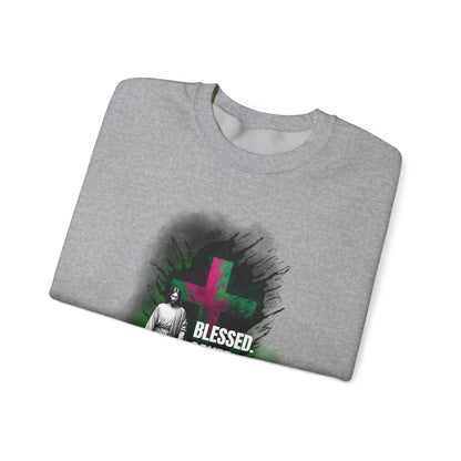 Jesus mit Faith und Spruch Blessed -Saved -Forgiven Sweatshirt