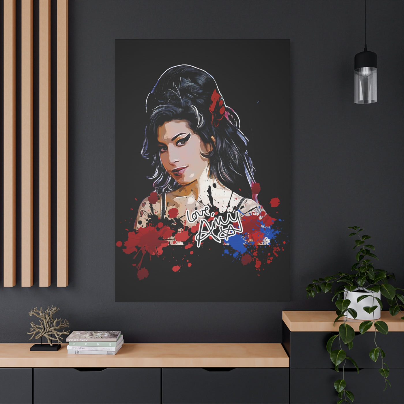 Amy Winehouse Art Canvas - Stretched Wall Decor with Signature