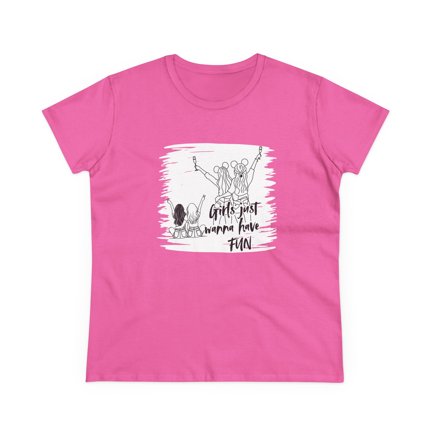 Girls Just Wanna Have Fun Cotton Tee - Women's Midweight Casual Shirt