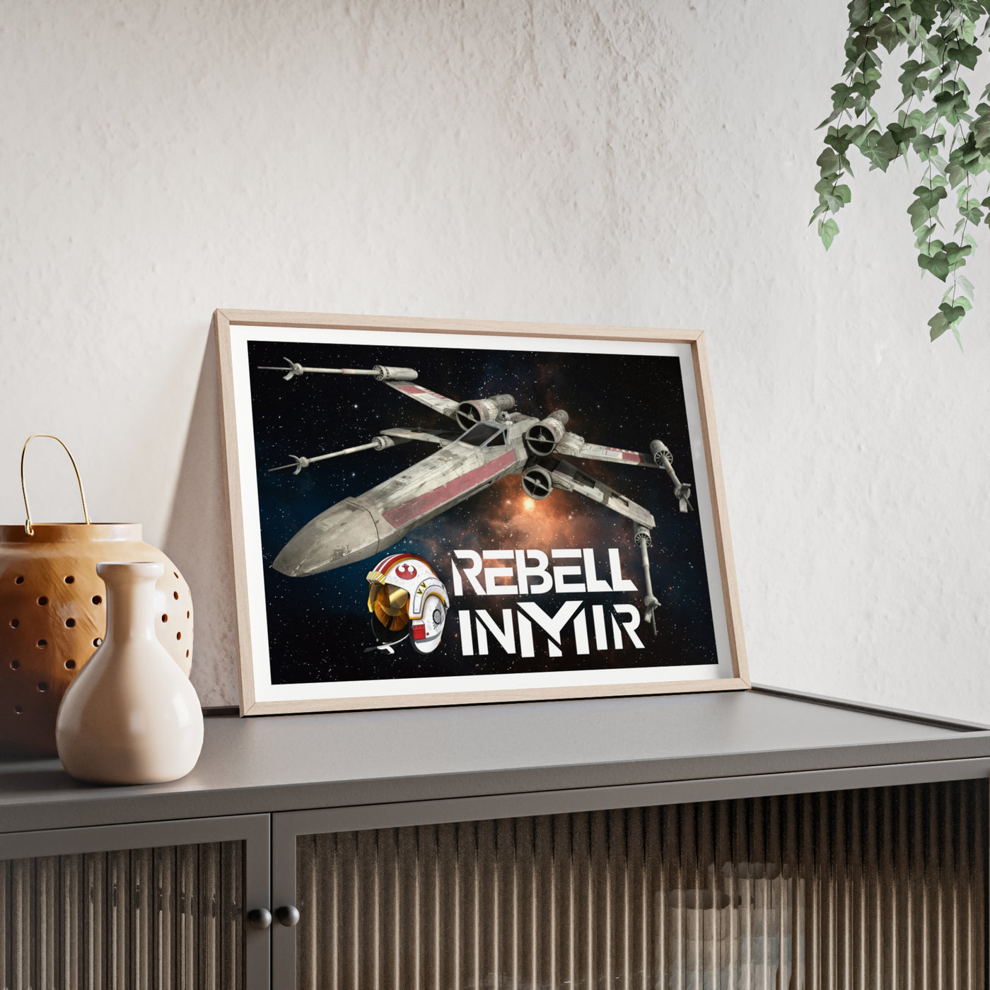 Star Wars X-Wing Fighter Poster with Wooden Frame - Rebel Inyir Decor
