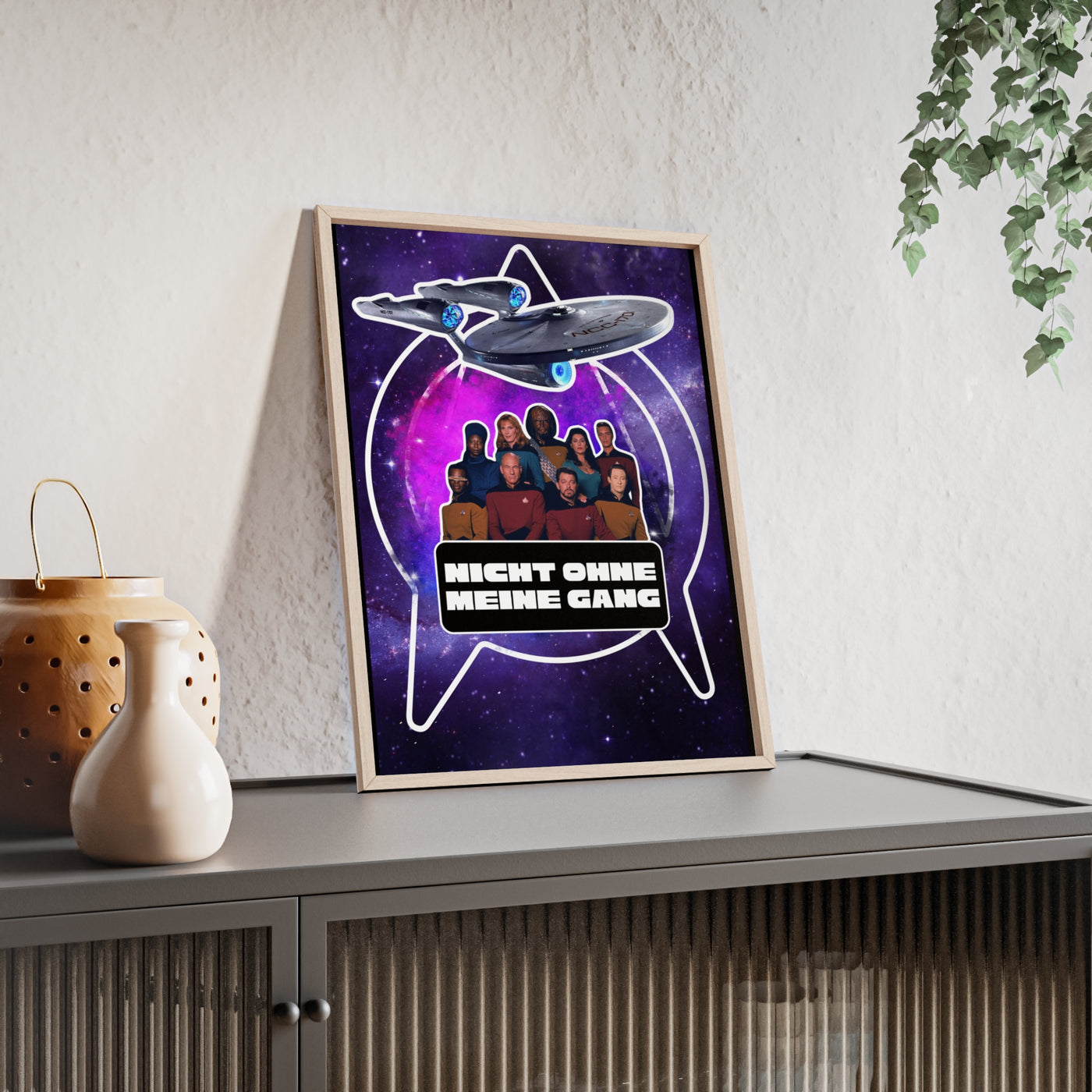 Starship Adventure Poster with Wooden Frame | Sci-Fi Wall Art, Geek Decor,