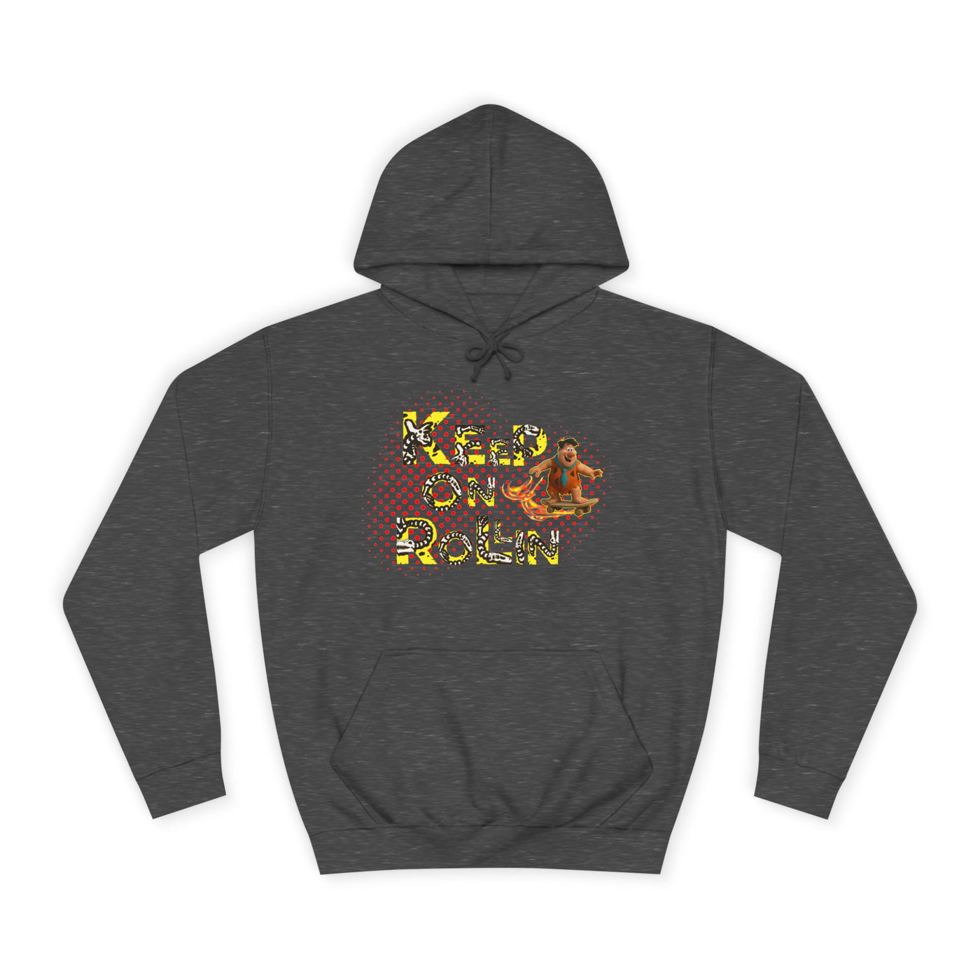 'Keep On Rollin' Design Unisex College Hoodie Flintstones Feuerstein