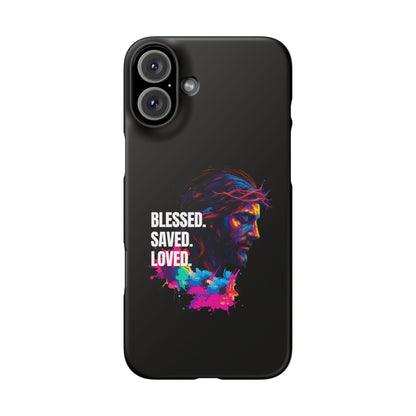 Blessed Saved Loved -  Snap Case Handyhülle - Jesus