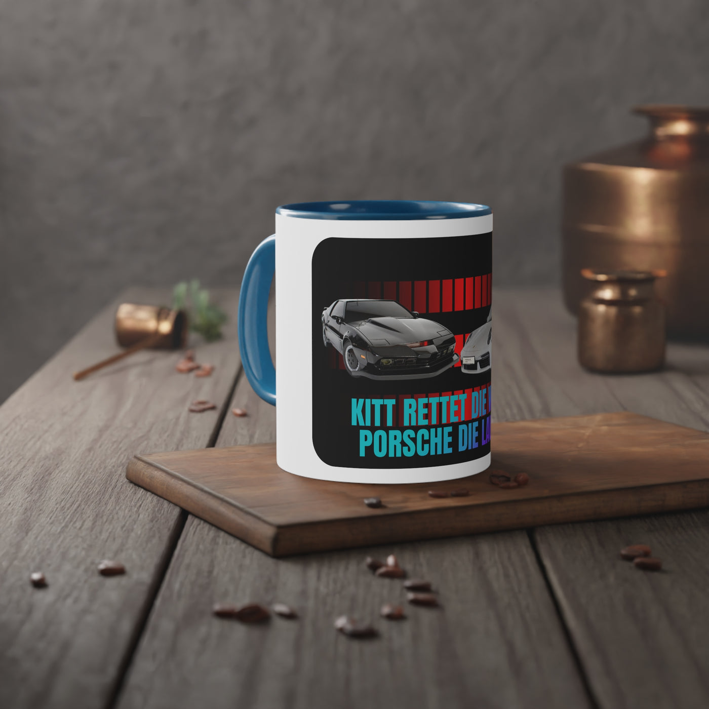 KITT and Porsche Die Laune Mug, KITT Mug, Porsche Mug, Tasse