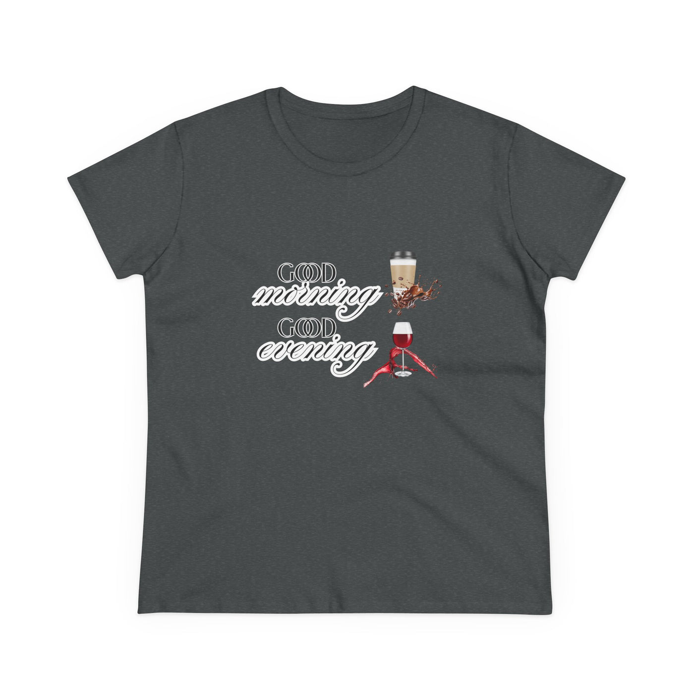 Good Morning - Good Evening  Cotton Tee, Women's Graphic Shirt