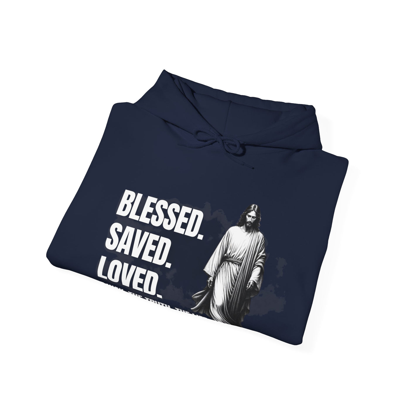 Blessed, Saved, Loved Hoodie - Unisex Heavy Blend Sweatshirt for Comfort and Faith Jesus