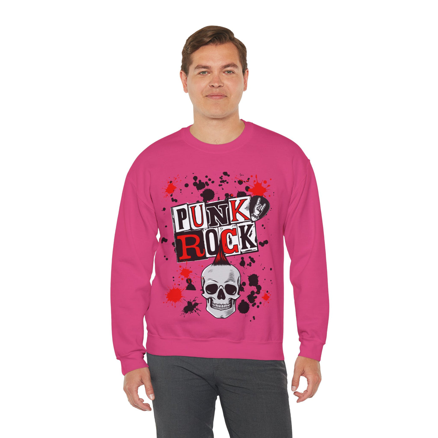 Punk Rock Crewneck Sweatshirt, Casual Streetwear Gift, Music Lover Apparel, Fall Fashion Layer, Unique Graphic Sweater