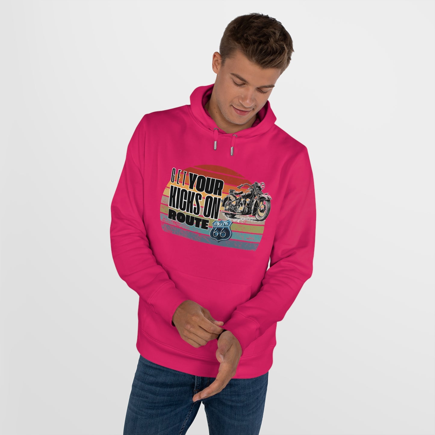Retro Route 66 Motorcycle Hoodie Sweatshirt - Get your kicks on route 66