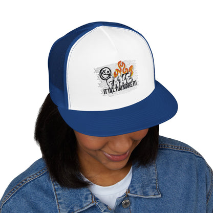 Embroidered 5 Panel Trucker Cap - Fake it til you make it