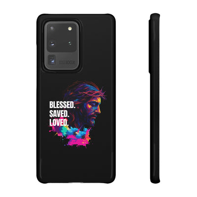 Blessed Saved loved - Snap Case - Jesus