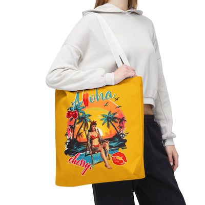Aloha Cherry Tropical Tote Bag | Beach Accessories, Summer Bag, Travel Tote, Hanging Bag, Beach Bag
