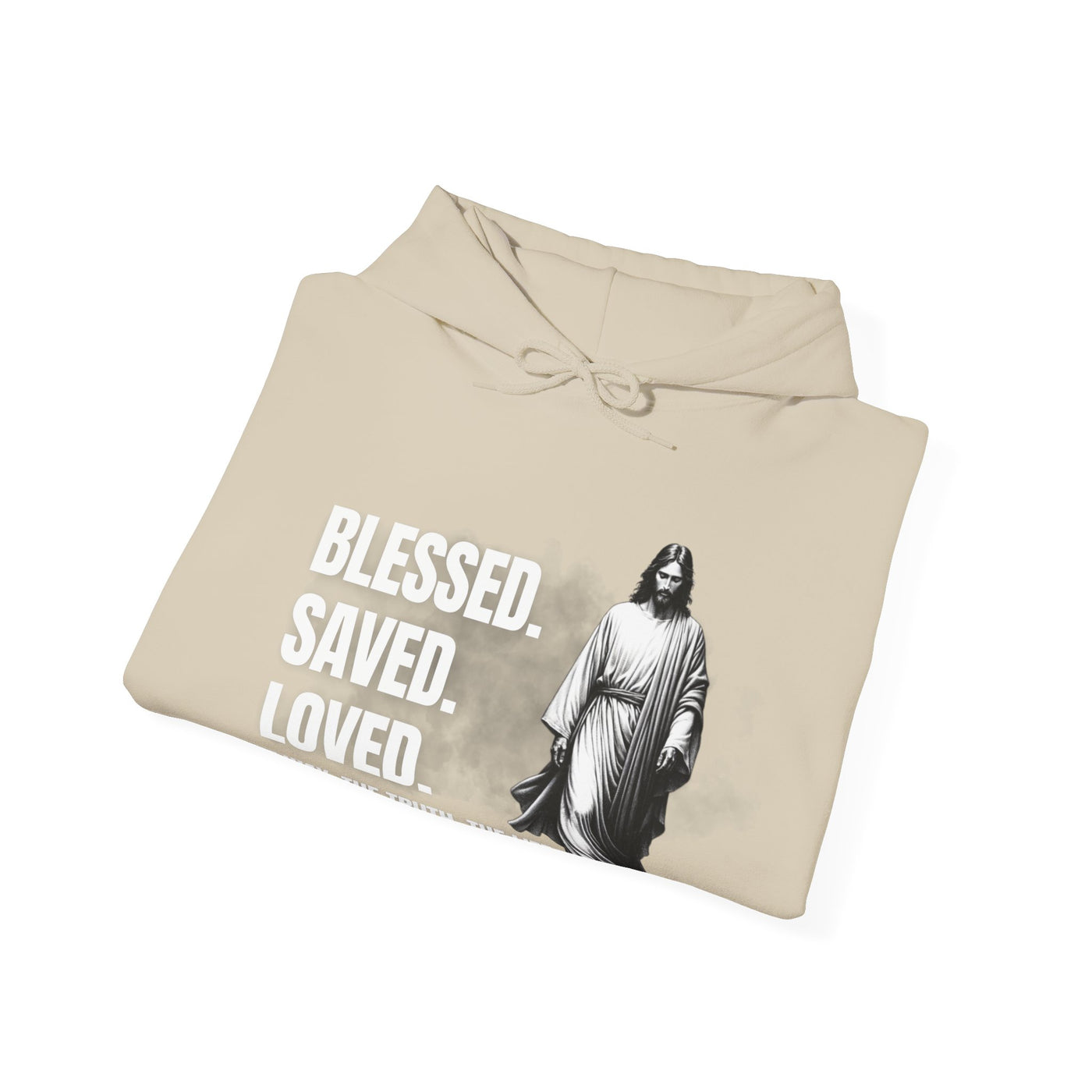 Blessed, Saved, Loved Hoodie - Unisex Heavy Blend Sweatshirt for Comfort and Faith Jesus