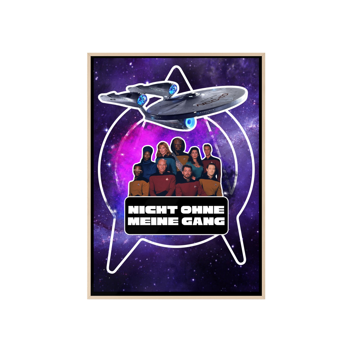 Starship Adventure Poster with Wooden Frame | Sci-Fi Wall Art, Geek Decor,