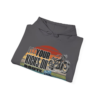 Retro Motorcycle Adventure Hoodie - 'Get Your Kicks On Route 66'