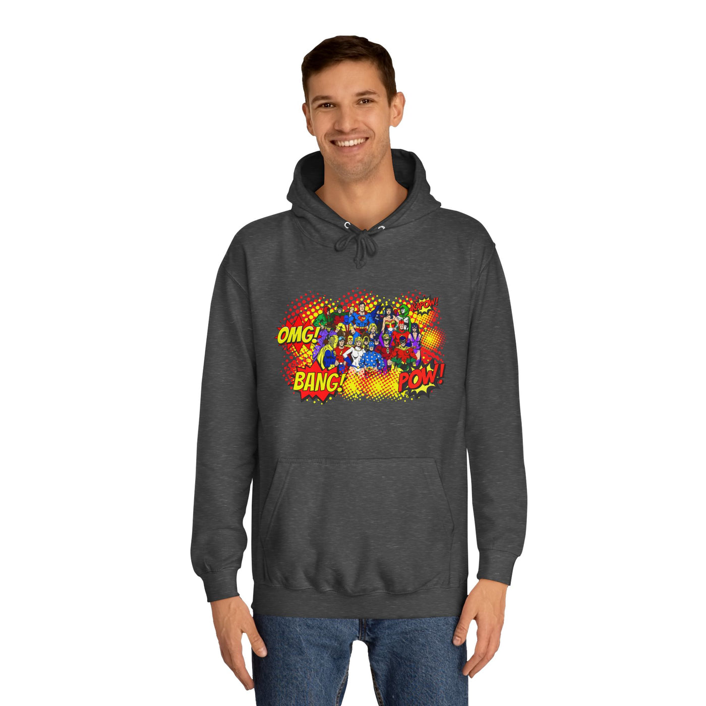 Superhero Graphic Hoodie, Unisex College Sweatshirt, Marvel DC Fans Apparel, Comic Book Lover Gift, Fun Cosplay Outfit