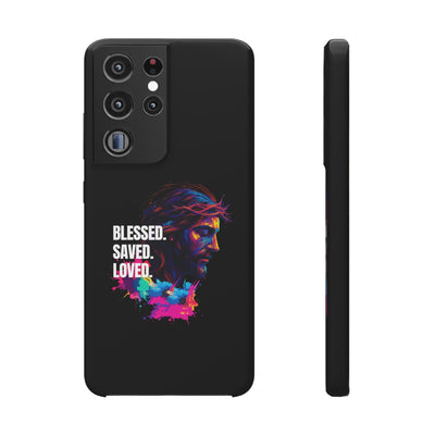 Blessed Saved loved - Snap Case - Jesus