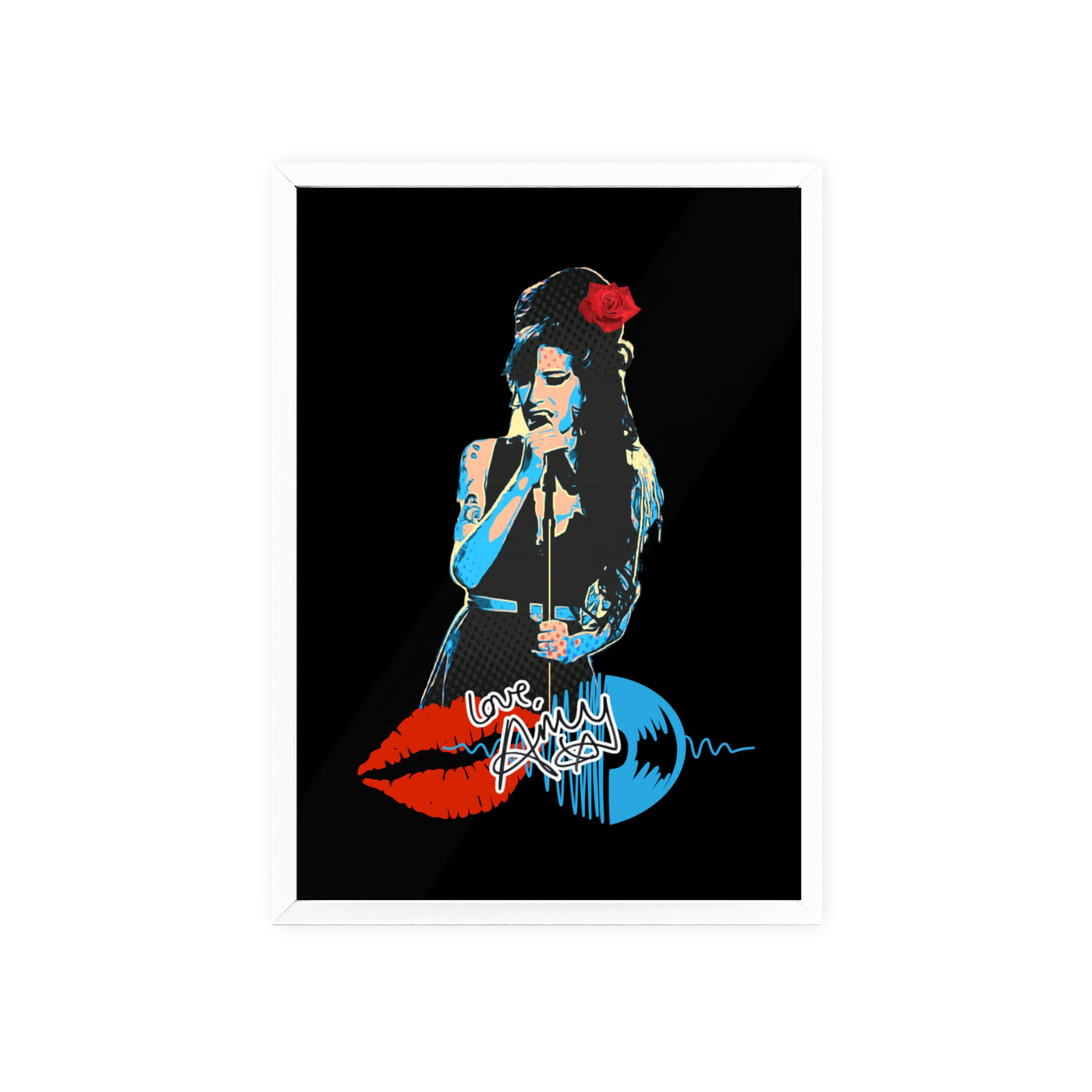 Love Amy Winehouse Poster with Wooden Frame - Vibrant Wall Art for Music Lovers