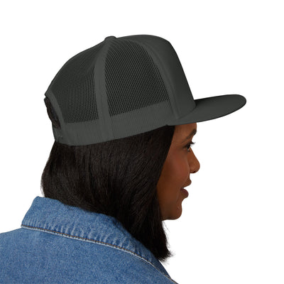 Embroidered 5 Panel Trucker Cap - Fake it til you make it