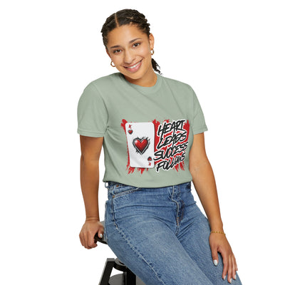 Heart Leads Success Unisex Heavy Cotton Tee | Graphic Tee | Casual Wear | Gift for Gamers | Inspirational Fashion | Streetwear