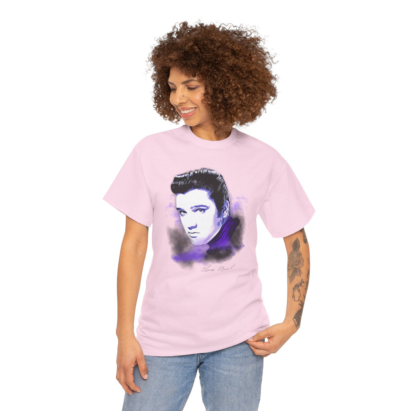 Elvis Portrait Unisex Heavy Cotton Tee - Retro Music Fan Gift