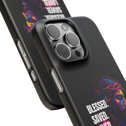 Blessed Saved Loved -  Snap Case Handyhülle - Jesus
