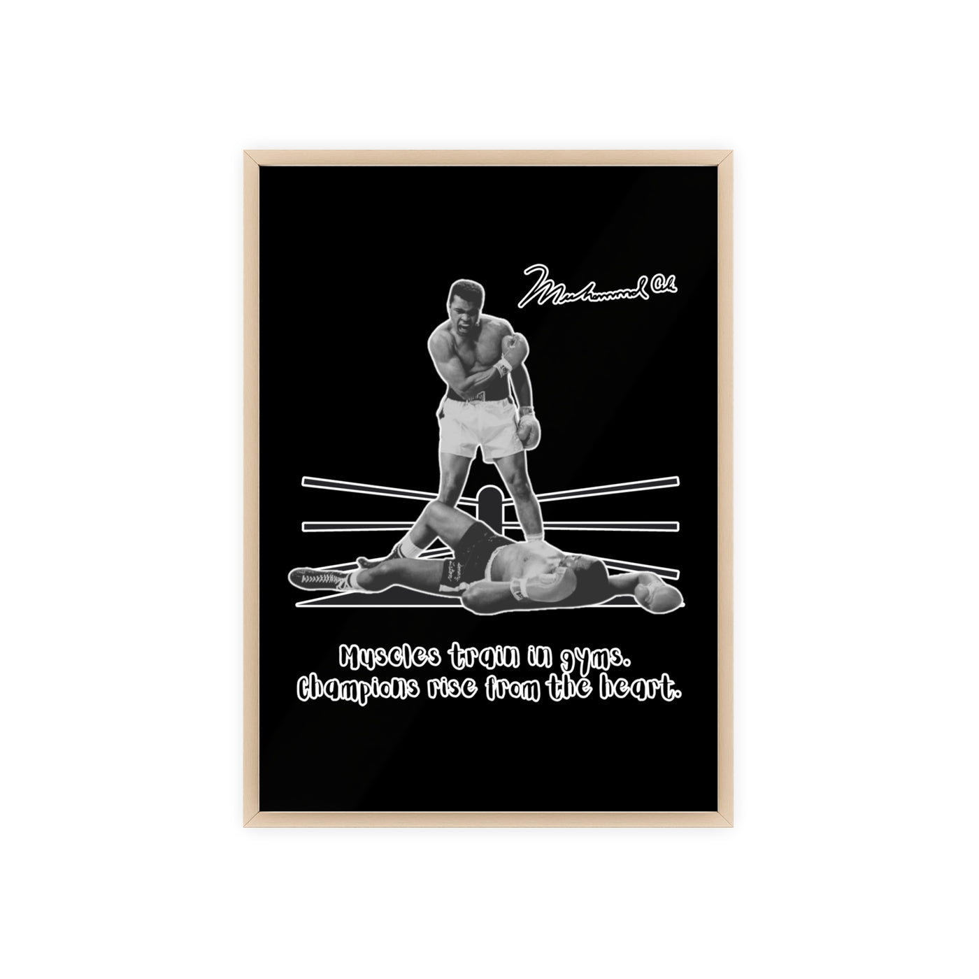 Boxing Inspired Wall Art Poster with Wooden Frame - Muhammad Ali 