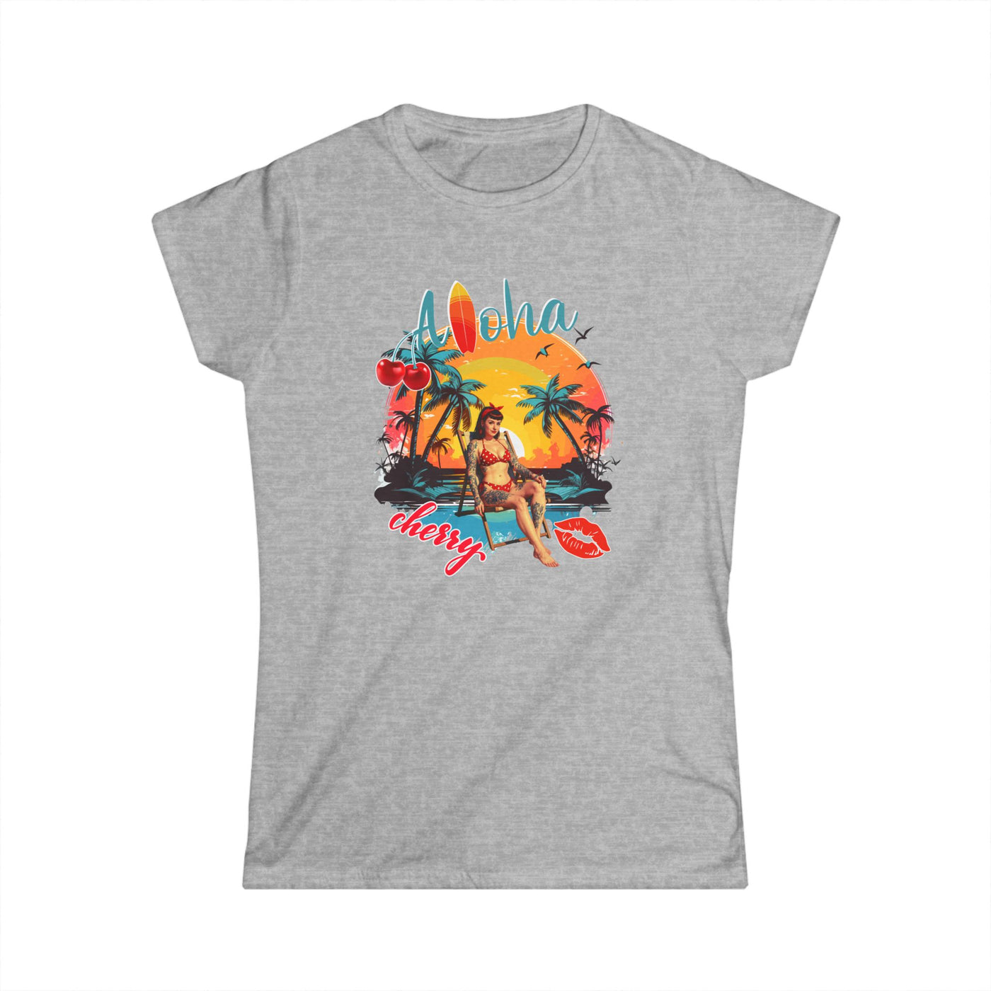 Aloha Cherry Women's Softstyle Shirt Rockabilly