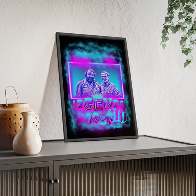 Retro Legends Poster with Wooden Frame - 1967 Nostalgia Art Bud Spencer &amp; Terence Hill