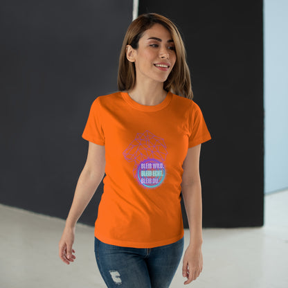 Women's Inspirational Lion T-Shirt - 'Bleib-Wild, Bleib-Echt, Bleib-Du' Design