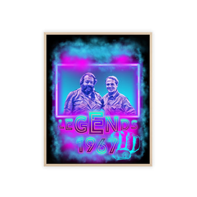 Retro Legends Poster with Wooden Frame - 1967 Nostalgia Art Bud Spencer &amp; Terence Hill