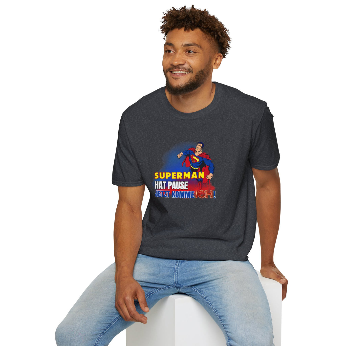 Superman Pause Unisex Softstyle T-Shirt - Fun Graphic Tee for Comic Fans