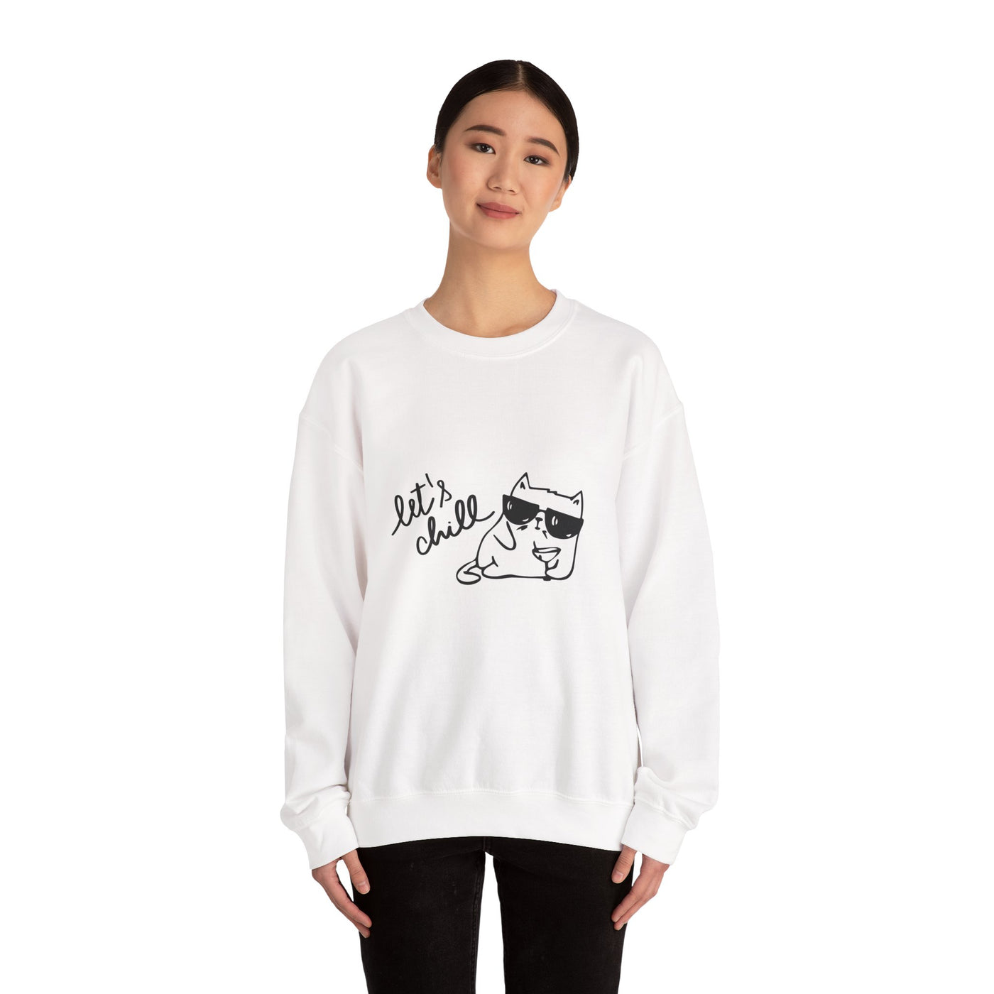 Let's Chill Cat Sweatshirt - Unisex Garment-Dyed Pullover for Cozy Days