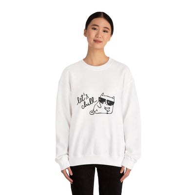 Let's Chill Cat Sweatshirt - Unisex Garment-Dyed Pullover for Cozy Days