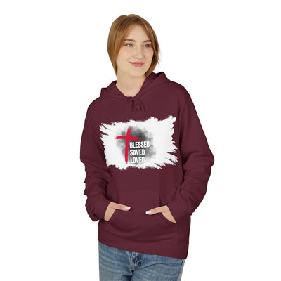 Faith-Inspired Hoodie: Blessed, Saved, Loved - Christian JESUS
