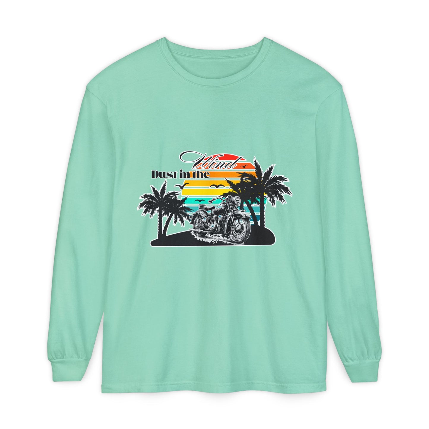 Dust in the Wind - Vintage Motorcycle & Sunset Design