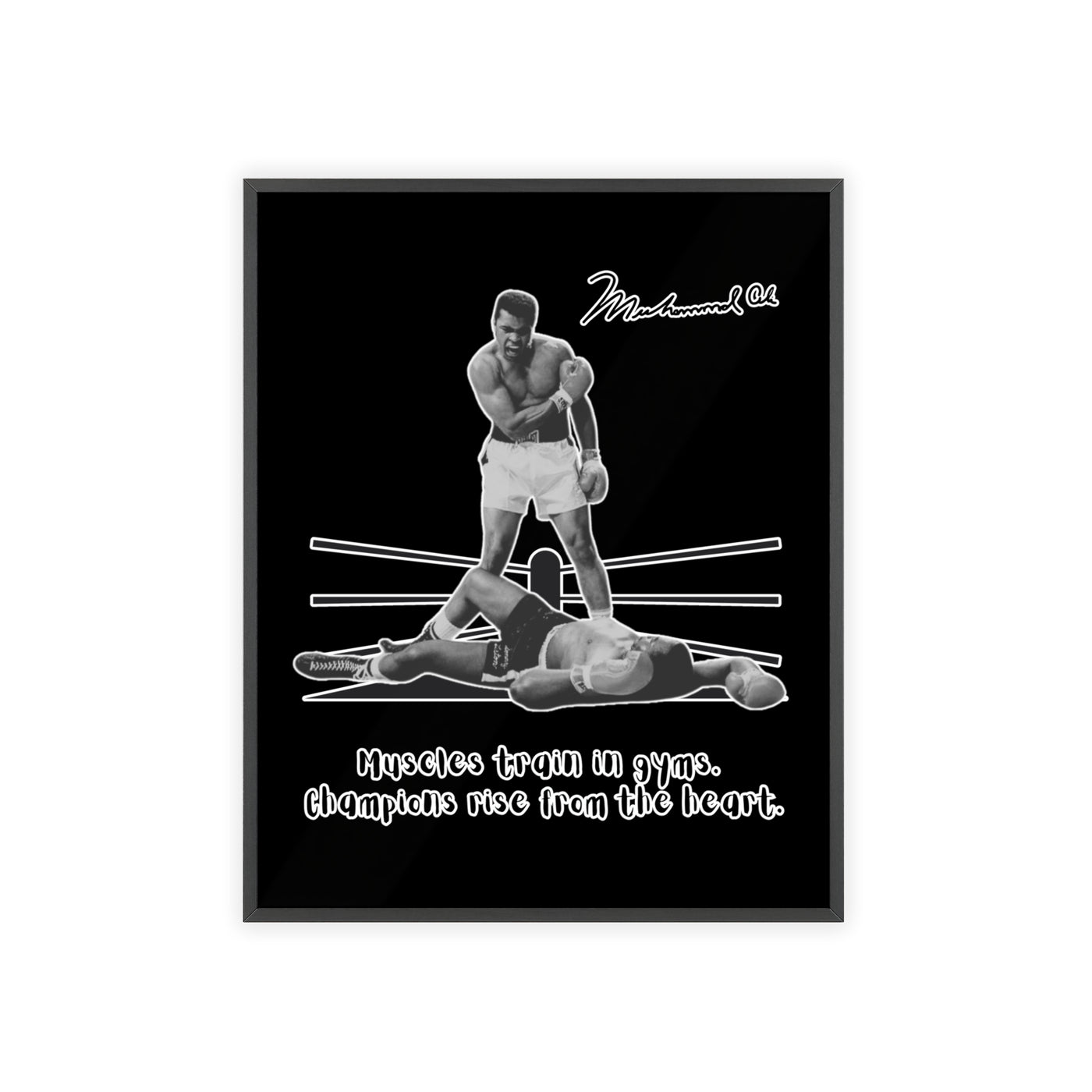 Boxing Inspired Wall Art Poster with Wooden Frame - Muhammad Ali 