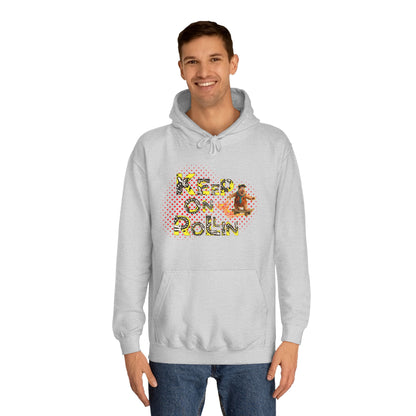'Keep On Rollin' Design Unisex College Hoodie Flintstones Feuerstein