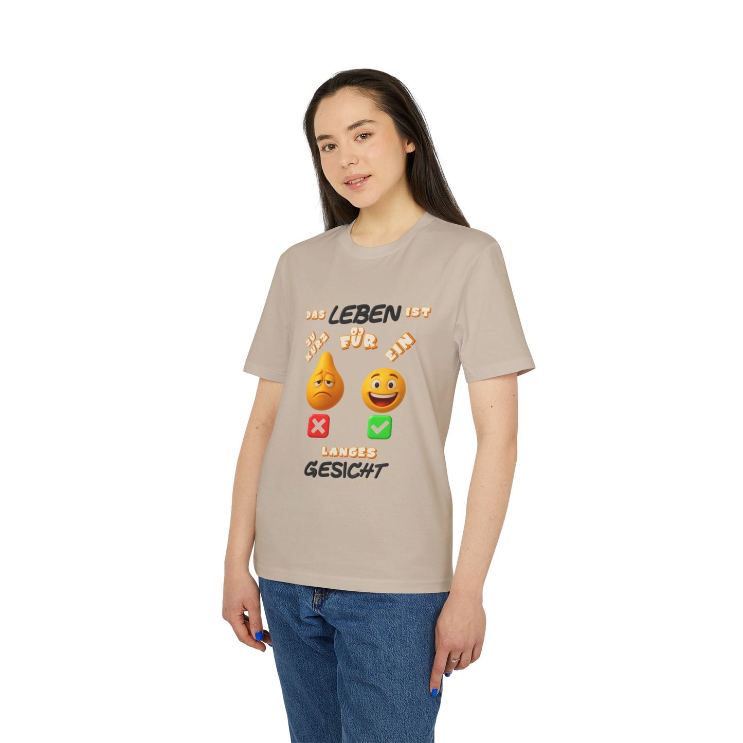 Funny Graphic T-Shirt - 'Das Leben ist zu kurz für ein langes Gesicht'