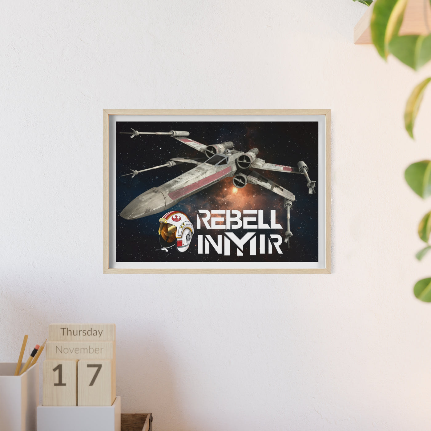 Star Wars X-Wing Fighter Poster with Wooden Frame - Rebel Inyir Decor